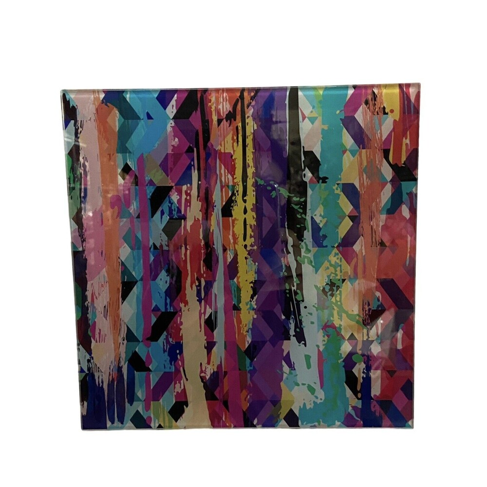Demdaco Frameless Geometric Colorful Glass Wall Print 10 in Square